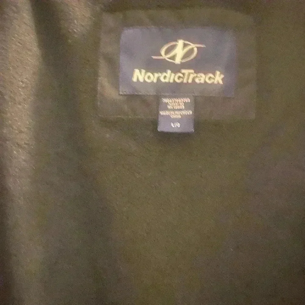 Mens NordiacTrack fleece lined jacket with adjustable hood front zipper size LG